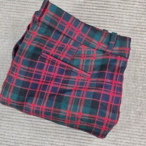 J. Crew Womens 2 Red Green Tartan Plaid 100%‎ Wool Cafe Capri Pants 16333